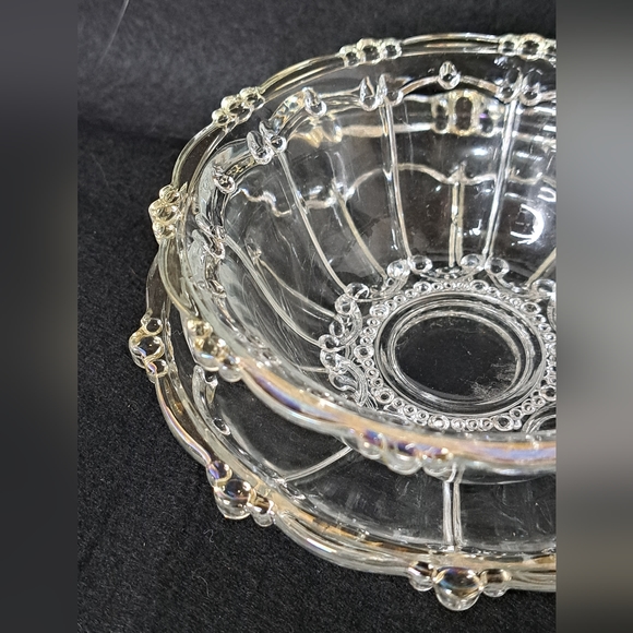 Vintage set of two Kig Indonesia Glass dessert bowl and plate from 1950's - Picture 7 of 8